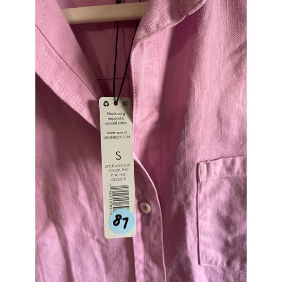 Nic + Zoe Small Shirt Tunic Summer Day Button Down Pink - Picture 6 of 9